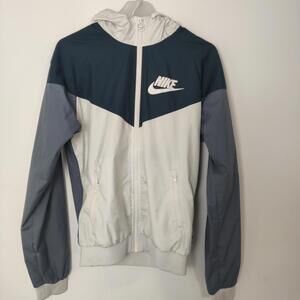 Nike White Blue Hooded Windbreaker Jacket Size Small Gorpcore
